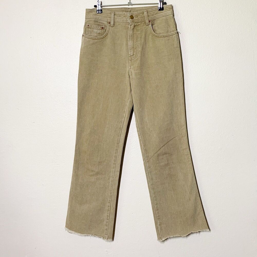 B SIDES Eshel High Boot Jeans 25 Tan 100% Cotton High Rise Raw Hem